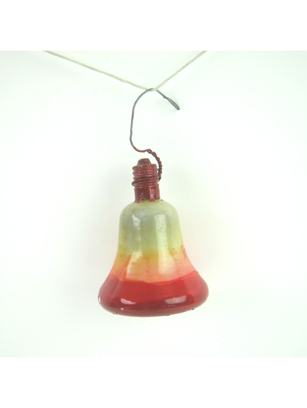Vintage Milk Glass Bell Bulb Christmas Ornament Ombre Red Pink Orange Yellow 2"